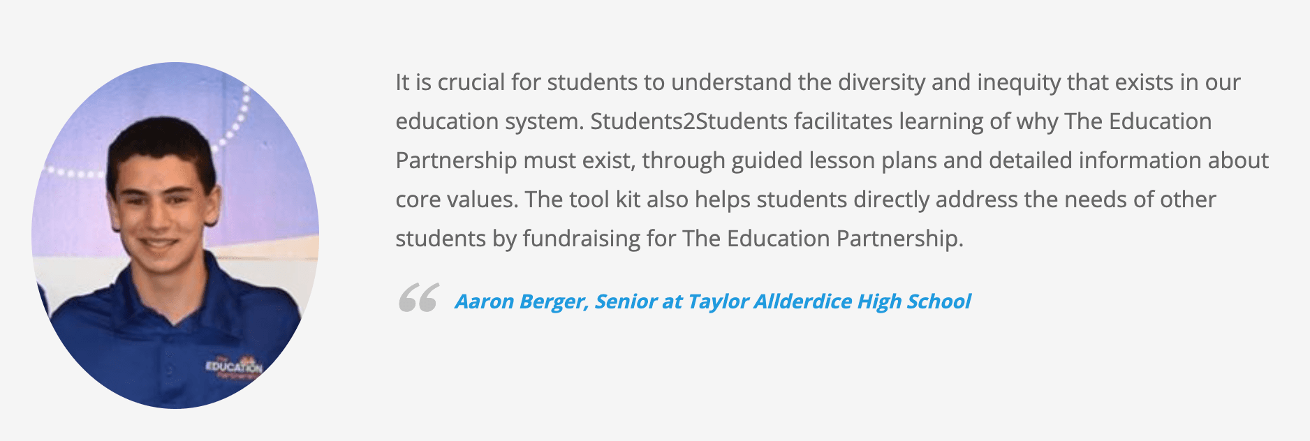 Aaron's work with The Education Partnership