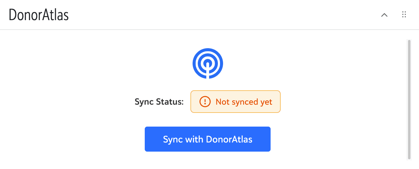 DonorAtlas tile showing Not synced yet