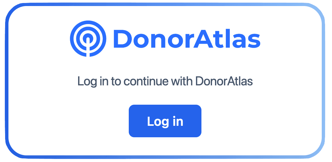 DonorAtlas component showing the Log In button
