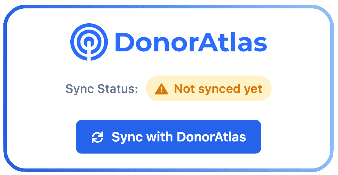 DonorAtlas component showing Sync with DonorAtlas button